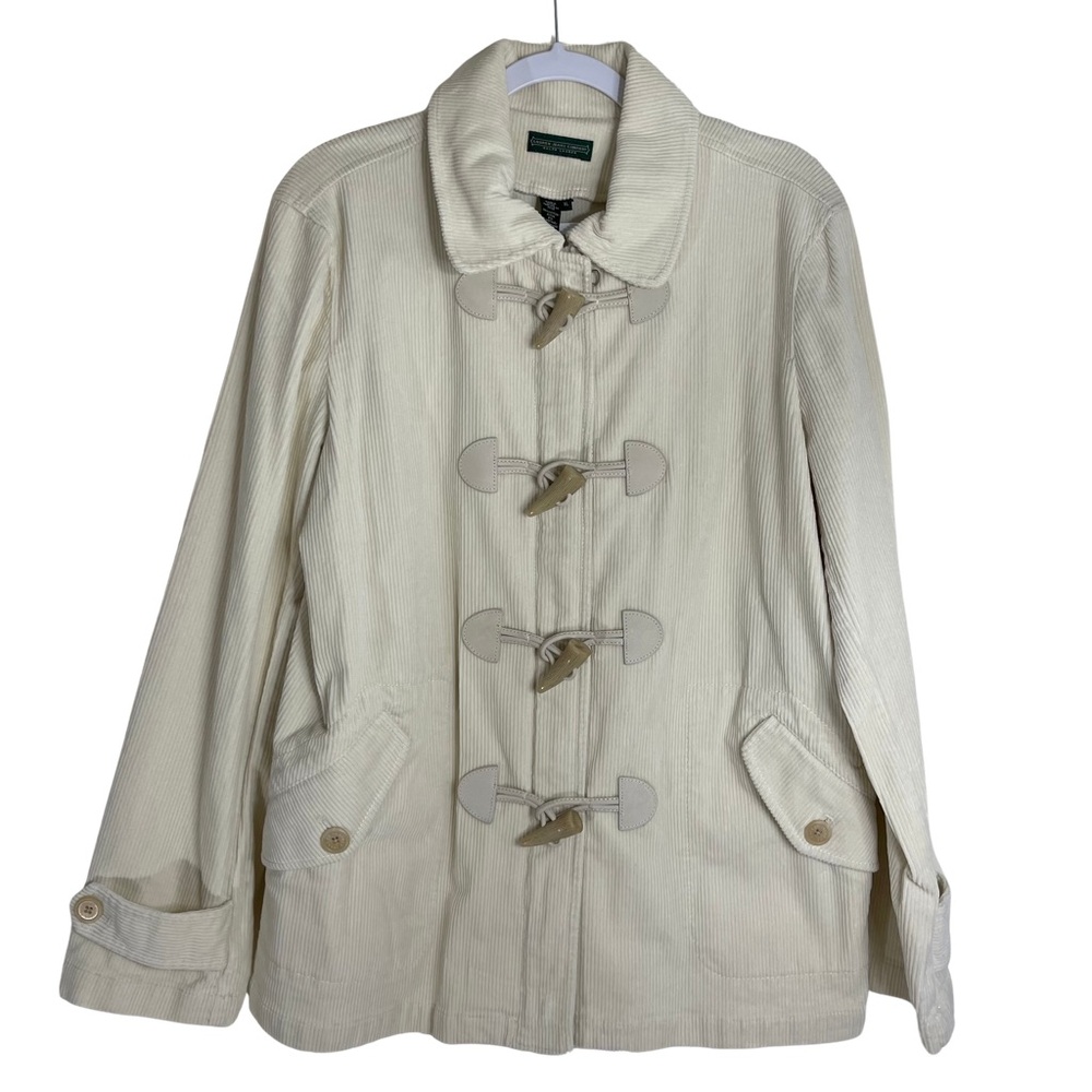 Vintage Ralph Lauren Off White Womens Corduroy Jacket Sz XL Barn/Chore style